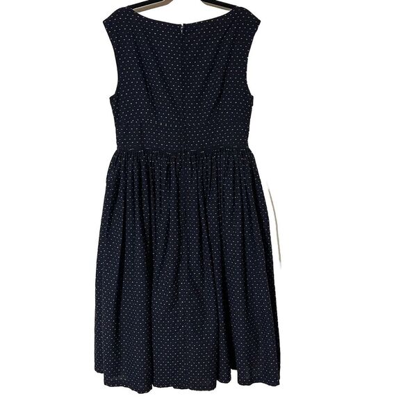 ModCloth Dress Blue Retro Full VNeck Sleeveless Pockets Fit & Flare Maxi Size 14 - Picture 5 of 14